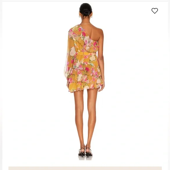 Rococo Sand Avar Yellow Floral One-Shoulder Ruffle Dress NWT - Picture 2 of 14